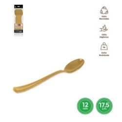 CUCHARA COLOR ORO 17,5 REUTILIZABLE 12UDS 1782R