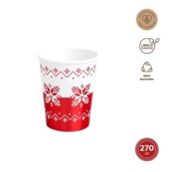 VASO CARTON 270CC ROJO ESTAMPADO 6UDS 7667