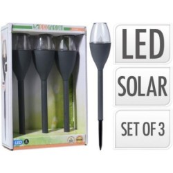 PACK 3 PINCHOS LUZ SOLAR RECARGABLE 38CM DX9200040