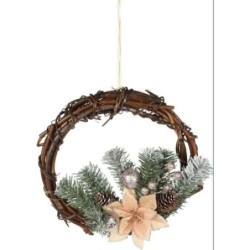 CORONA RAMAS RATAN DECORADA 30CM AKB003050