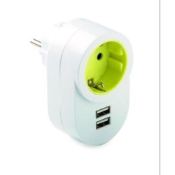 ADAPTADOR TT. LATERAL 16 AH. 250 V. 2 USB 1308