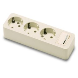 BASE 3 TOMAS/TT. SIN CABLE CON INTERRUPTOR 2523