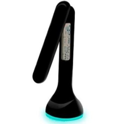 LAMPARA LED RECARGABLE CON RELOJ 4W. NEGRA 23942