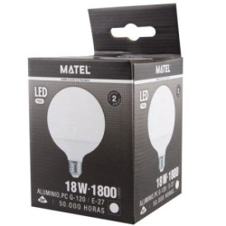 BOMBILLA LED GLOBO G120 E27 18 WATIOS FRIA 21945