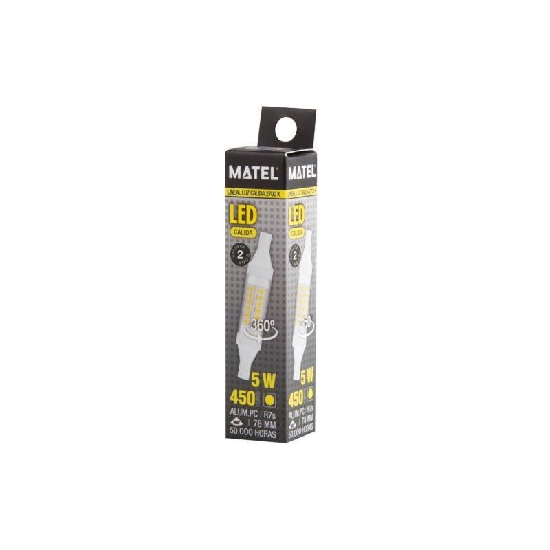 BOMBILLA LED LINEAL 78MM R7S 5 WATIOS 360  CALIDA