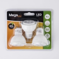 DICROICA GU10 4 W. 360 LUZ CALIDA (PACK-3)