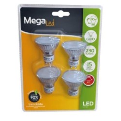 BOMBILLA GU10 GLASS 3 W. 230LUMEN (PACK-4)