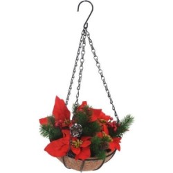 CESTA COLGANTE FLORES NAVIDAD 20X20X22CM 317991000