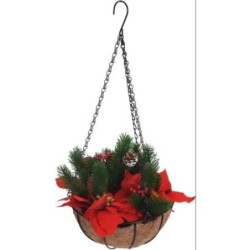 CESTA COLGANTE FLORES NAVIDAD 25X25X25CM 317991010