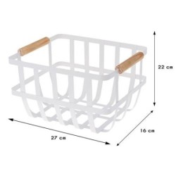 CESTA METAL BLANCA  2 ASAS COLOR MADERA 170455860