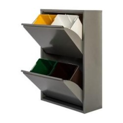 ARMARIO METAL RECICLAJE 4 CUBETAS GRIS X530.07/MG