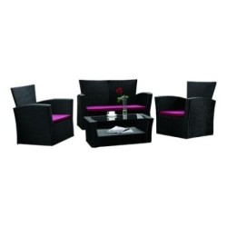 SET MALLORCA(1 SOFA 2 SILLAS 1 MESA CENTRO) NEGRO