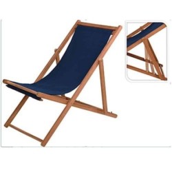 SILLON TUMBONA PLEGABLE MADERA TEXTIL AZUL OSCURO