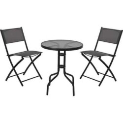 CONJUNTO METAL MESA+2 SILLAS REDONDA  X60000110
