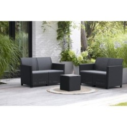 SET MARIE LOUNGE NEGRO SILLON, SOFA + MESA 259829