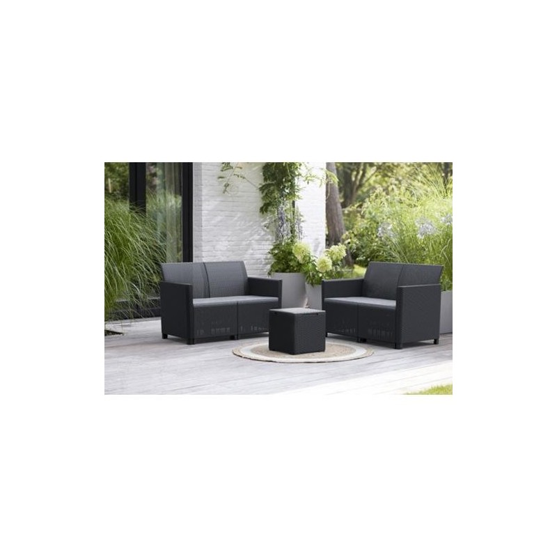SET MARIE LOUNGE NEGRO SILLON, SOFA + MESA 259829