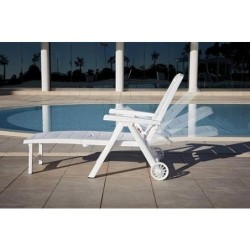 TUMBONA PLEGABLE ANTIBES BLANCA C/ RUEDAS 55364