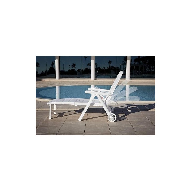 TUMBONA PLEGABLE ANTIBES BLANCA C/ RUEDAS 55364