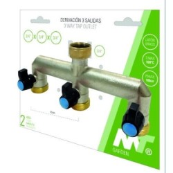 DERIVACION GRIFO JARDIN LATON 3 SALIDAS 3/4HX3/4M
