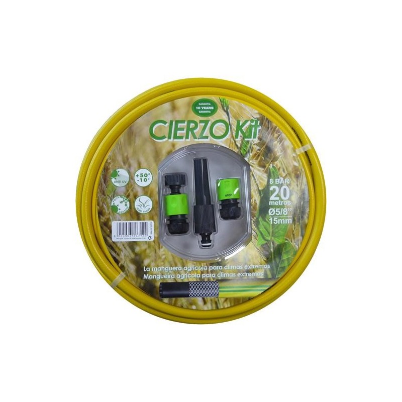 KIT MANGUERA CIERZO AGRICOLA 19MM X 20M 3 CAPAS
