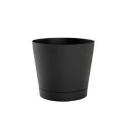 MACETA C/RESERVA AGUA+PLATO 29CM.GRI.OSCURO ORIONE