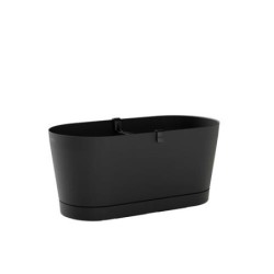 JARDINERA C/RESERVA AGUA+PLATO 40CM.GRI.OSCUR VEGA