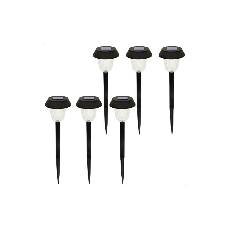 6 BALIZAS DE JARDIN LED SOLARES-LUZ CALIDA 2/3LUM