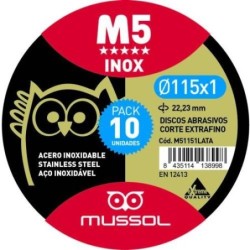 DISCO CORTE EXTRAFINO INOX T41 115X1 (PACK-10UND)