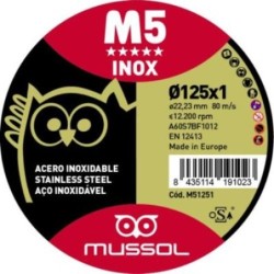 DISCO M5 CORTE EXTRAFINO INOX 125X1 EJE 22.23