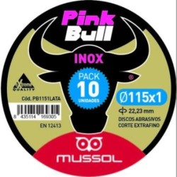 DISCO CORTE EXTRAF.INOX.PINK BULL 115 MM.(PACK-10)
