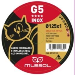 DISCO CORTE INOX G5 4 ESTRELLAS 125X1X22.23MM