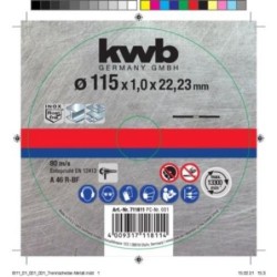 DISCO DE CORTE 115X1MM INOX Y METAL