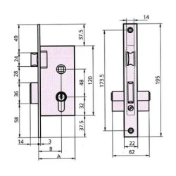 CERRADURA EMBUTIR MADERA 1960/2/60 CVL