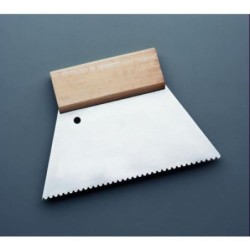 ESPATULA ENCOLAR DENTADA ACERO MANGO MADERA 180 MM