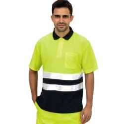 POLO ALTA VISIBILIDAD BICOLOR MANGA CORTA AZUL S