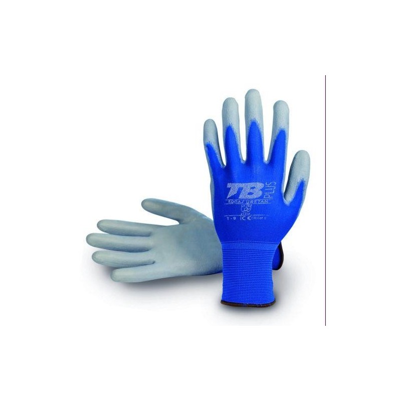 GUANTE NYLON AZUL POLIURETANO GRIS 500AZ URETAN-10