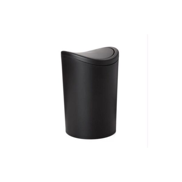 CUBO BA￑O CON TAPA BASCULANTE 6L. NEGRO 4470127