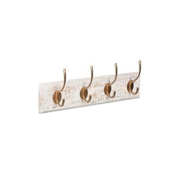 PERCHA PARED MAD.BCO. DESGASTADO 4 GANCHO ORO INCA
