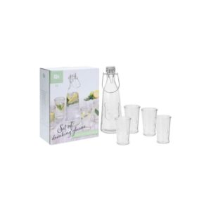 SET BOTELLA 1L + 4 VASOS 250ML CRISTAL CC1100130