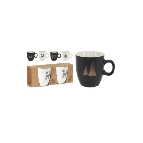 SET 2 TAZAS CERAMICA 150ML DISE￑O DECORATIVO