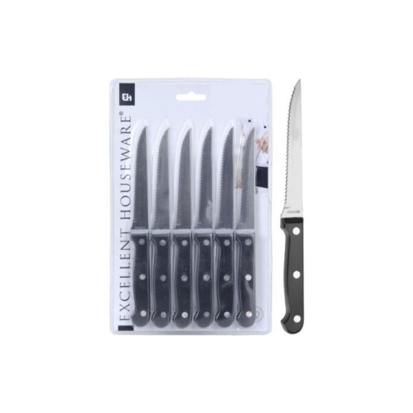 BLISTER 6 CUCHILLOS CARNE NEGRO