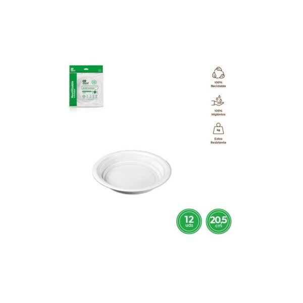 PLATO HONDO REDONDO BLANCO 20.5CM (PACK-12UD)
