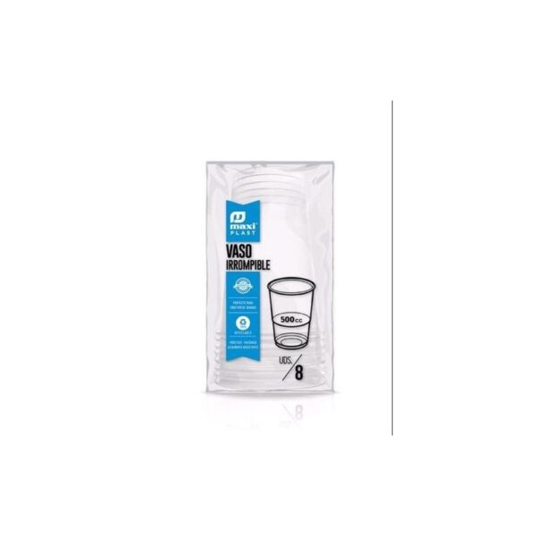 VASO PLASTICO TRANSPARENTE 500CC (PACK-8) 1218
