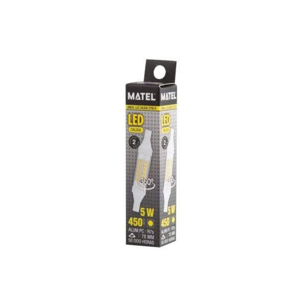 BOMBILLA LED LINEAL 78MM R7S 5 WATIOS 360 CALIDA