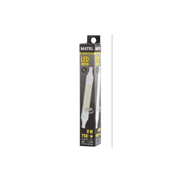 BOMBILLA LED LINEAL 118MM R7S 8 WATIOS 360 CALIDA