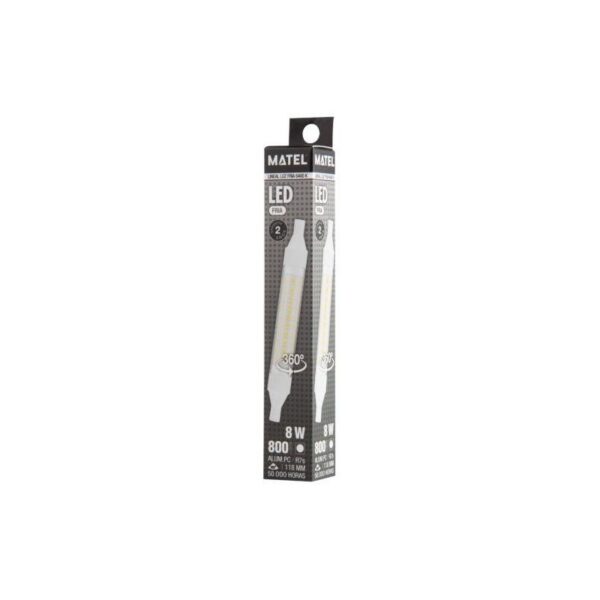 BOMBILLA LED LINEAL 118MM R7S 8 WATIOS 360 FRIA
