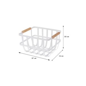 CESTA METAL BLANCA 2 ASAS COLOR MADERA 170455860