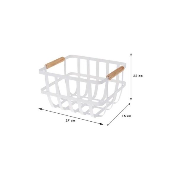 CESTA METAL BLANCA 2 ASAS COLOR MADERA 170455860