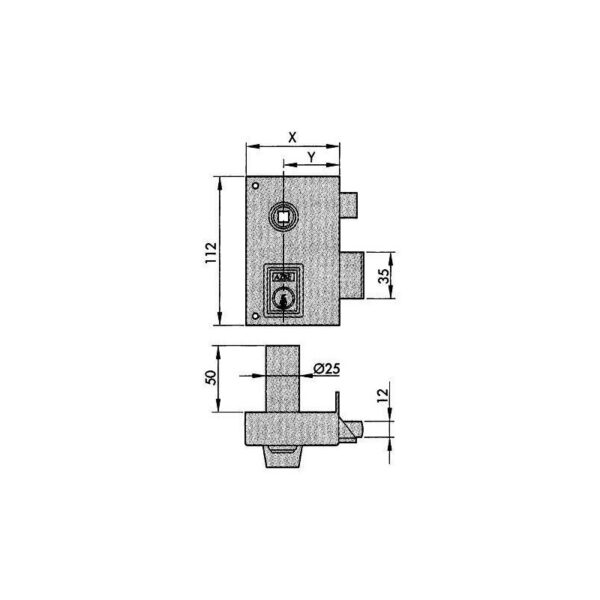 CERRADURA SOBREPONER 56-B PINTADA 60 DCHA. PERFIL