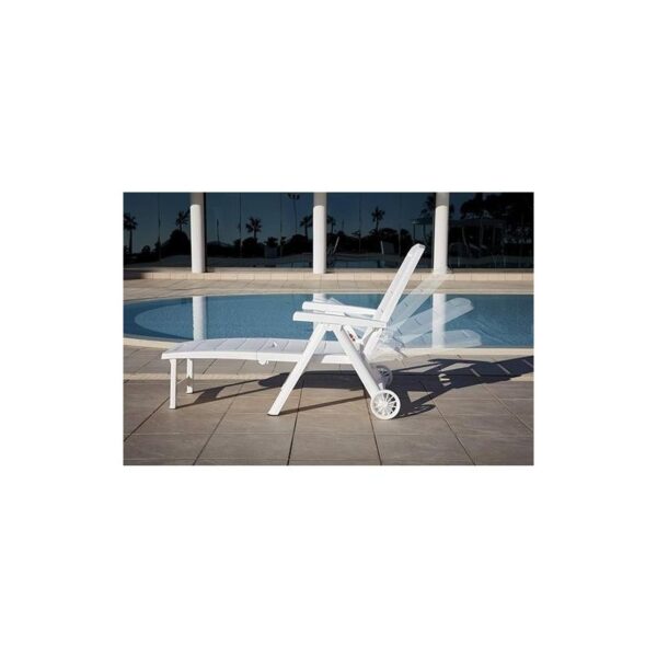 TUMBONA PLEGABLE ANTIBES BLANCA C/ RUEDAS 55364